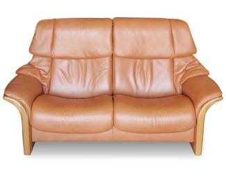 Ekornes Stressless Eldorado High-Back Loveseat in Noblesse Tigereye & Teak