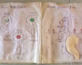 Hand sewn and drawn cloth childs book