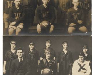 Westfield Pa Boys and Girls Basketball teams 1921 on RPPC's. Real photo post cards.