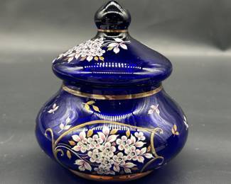 Vintage Luxor Bohemia Lidded Glass Jar Made in The Czech Republic