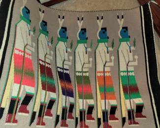 Several wool Navajo Indian wall hangings/blankets/rugs