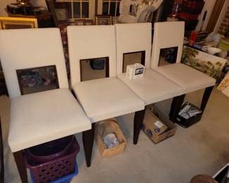 Set of 4 ivory microsuede dining chairs 