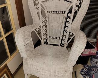 Beautiful white wicker rocker