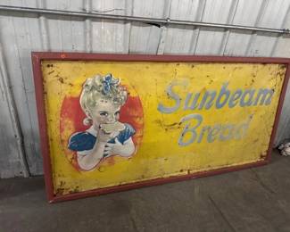 VINTAGE WOOD FRAMED METAL SUNBEAM SIGN