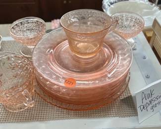 PINK DEPRESSION GLASS DISHES