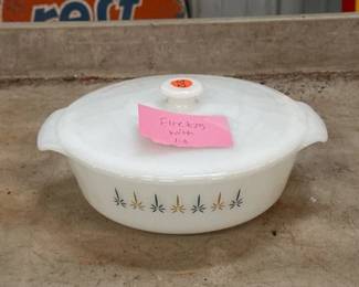 FIRE KING DISH WITH LID