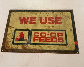 VINTAGE METAL COOP FEED SIGN