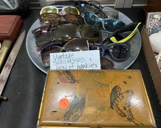 VINTAGE SUNGLASSES BOX OF HANKIES
