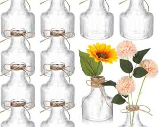 Bokon 12 Piece, 5 Inch Small Plastic Flower Bud Vases