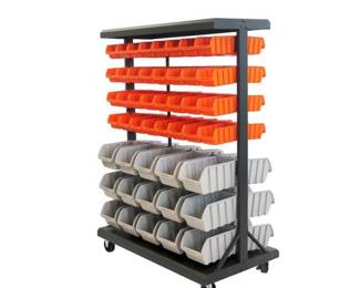 TRINITY 35.5 x 19.75 x 48.5 Dual-Sided Rolling Bin Rack, Black