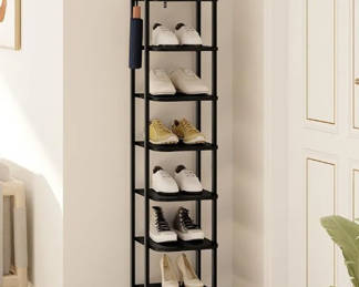 Hzuaneri Vertical Shoe Rack, Black, 8 Tier