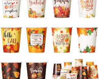 Fulmoon Fall Thanksgiving Disposable Cups 9 oz Paper Coffee Cups Autumn Maple Leaves