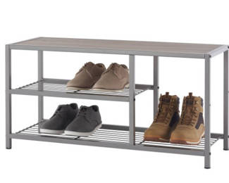 TRINITY 3-Tier Shoe Bench With Boot Tier, Champagne