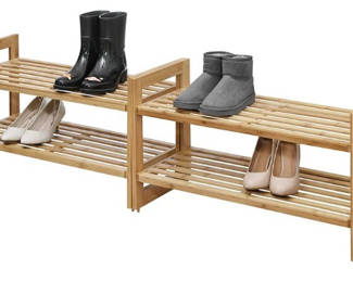 Trinity Basics 2 Tier Stackable Bamboo Shoe Rack, 2 Pack