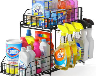 Sueh Design Under Sink Organizer, 2 Tier, Black