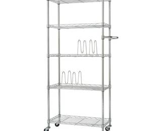 Trinity Basics EcoStorage 5 Tier Pantry Rack With Wheels, 24x12x55.5 Inch, Chrome