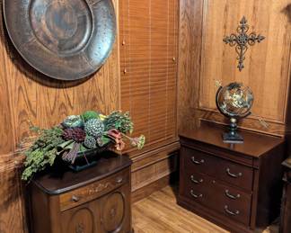 File cabinet, vintage antique cabinet, decorative items, floral