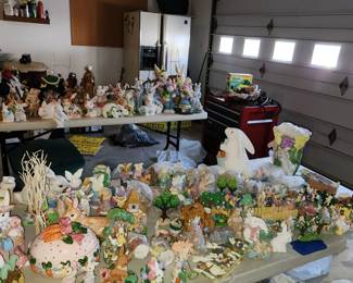 In garage: Christmas, Easter & some Fall. Pricing is by size. Be prepared, it's cold in there, but if this is what you seek, it doesn't get any cheaper than our pricing.