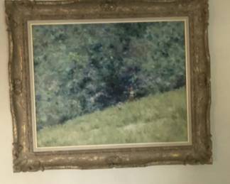 Original oil on canvas painting by Gisson. Purchased at a gallery in DC in 1970. FRAMED size is 32"x38".