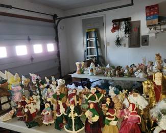 In garage: Christmas, Easter & some Fall. Pricing is by size. Be prepared, it's cold in there, but if this is what you seek, it doesn't get any cheaper than our pricing.