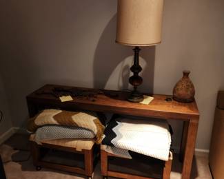heavy 1970s hall table w/ matching stools