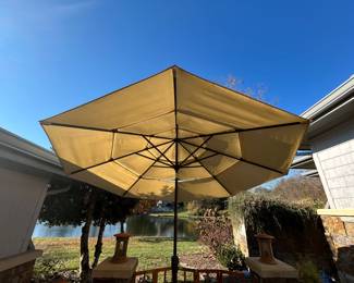 One of several outdoor umbrellas