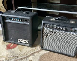 Fender (power cord missing) & Crate amps