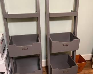 $120 for the pair. Crate & Barrel library ladder bookcases. Each is 18" w x 14"d x 54"h. In person on Friday and Saturday