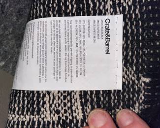 Crate & Barrel Anice black rug, 6' x 9' label