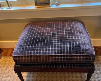 Dessin Fournier Nelson custom chair and ottoman. Ottoman is 30"w x 24"d x19"h. Sold with chair in prior photo.