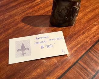 $900. Antique Chinese Jade Bell Available during online shopping starting at 6pm on Wednesday. per the instructions in the sale description.