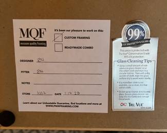 Back of the batik framing information