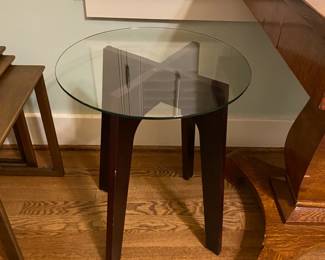 $80. Glass and wood base table. 17" diameter x 21.5"h.
Available for online purchase beginning Wednesday at 6pm.