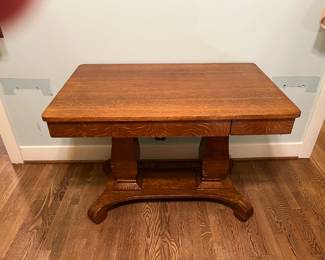 $160. Vintage one drawer library table or desk. 42"w x 26"d x 30"h. As found issue shown in next photo.
Available for online purchase beginning Wednesday at 6pm.