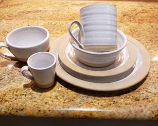 closer view of the pieces in the Farmhouse Pottery.