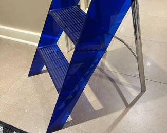 $280 Kartel Upper cobalt blue step ladder. 17"w x 23"d x 24"h. Retail $550 plus tax! Kartell name and information on the step ladder but impossible to capture in a photo. Available during online shopping starting at 6pm on Wednesday per the instructions in the sale description.
