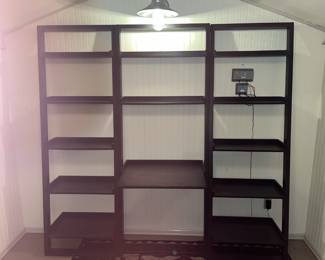 $380. Crate & Barrel Sloane leaning bookcase with desk. 76"w x 25.5"d (desk depth) 14.5"d for regular shelves x 76"h. No longer available. Available during online shopping starting at 6pm on Wednesday per the instructions in the sale description.