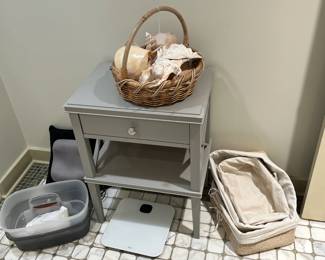 $60 Williams Sonoma bedside or occasional table. One drawer 21"w x 15"d x 28"h. For sale in person Friday and Saturday