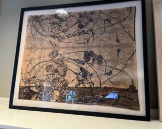 $280 Second framed Batik. 31"w x 26"h. For sale during in-person shopping hours Friday and Saturday.