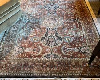 $780. Silk and wool rug. 5' x 7'. Available during online shopping starting at 6pm on Wednesday per the instructions in the sale description.