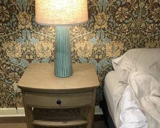 another view of the bedside table set. Lamp is 29"h. and available for sale during in-person shopping.