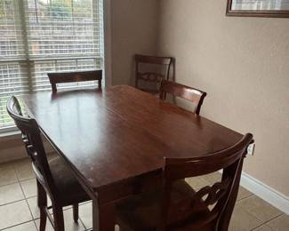 Pub table and six chairs $400