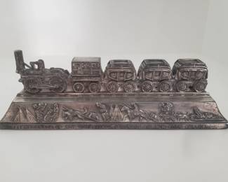 Vintage Silver Plate NY Train Paperweight / Savings Bank, ca. 1930