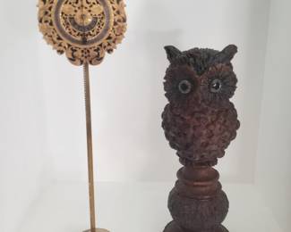 Very Rare Antique Silver-Gilt Pendulum "Saw Tooth" Gravity Clock; "Carved" Owl