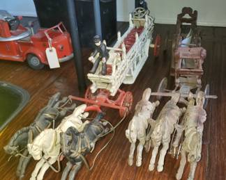 Collection of Antique Iron Firetrucks
