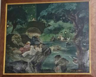 "On Leave"  WPA-Style Painting by Cecil C. Bell, listed