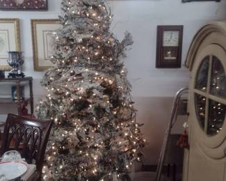Another photo of the tree, plus some ornaments and a beautiful domed cabinet