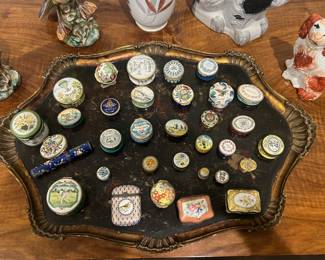 collection of enamel pill boxes