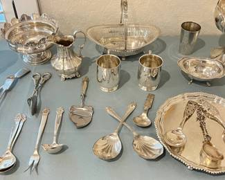 sterling and silverplate serving pieces