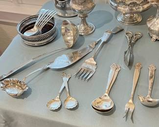 sterling and silverplate serving pieces